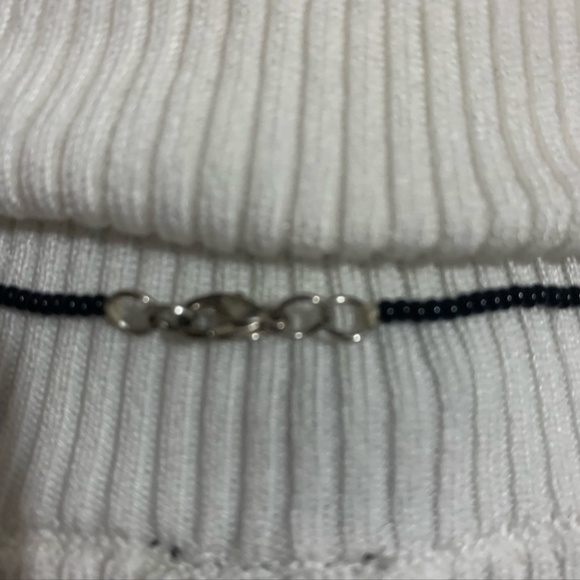 💋4/20 Unisex Purple and silver seed bead necklace with silver feather - Picture 5 of 5